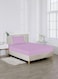Linen Single Plain Fitted Elastic Bedsheet with 1 Pillow Case 90 x 190 Cm Lavender