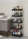 5 Tier Rolling Trolley Storage Organizer Utility Cart with Hooks &amp; Wheels Mobile Functional Shelves for Bathroom Kitchen Office and Laundry Room