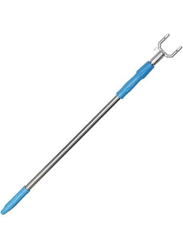 SeeWonder Reach Stick Pole with Hook 55" Extend Long Closet Pole Telescoping Reaching Hook for Clothing Rack, Ceiling, Blue