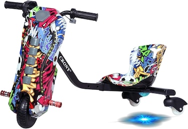 Crony JL009-8-01 6.5-Inch Kids Electric Drift Scooter, Rechargeable 36V 180W Motor, Bluetooth, 4-6 KM/H Speed, Durable Plastic/Metal Build, Safe Outdoor Fun (Football &amp; Street Dance)