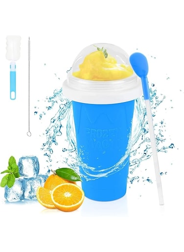 MAGA ZONE Slushy Cup (BPA Free) - Portable Slushie Maker Cup, Ice Cup Summer Cooler Squeeze Cup, Frozen Magic Slushy Maker for Juices and Drinks (Blue)