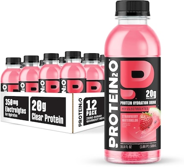 Protein2o Strawberry Watermelon &ndash; 20g Whey Protein Infused Water, Electrolytes, Low Calorie, Hydration Drink &ndash; 12 Pack, Sugar-Free, Gluten-Free, Keto-Friendly
