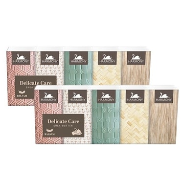 Harmony 3-Ply Delicate Care Tissues - Soft, Hypoallergenic &amp; Durable, 10-Pack for Sensitive Skin (PACK of 2)