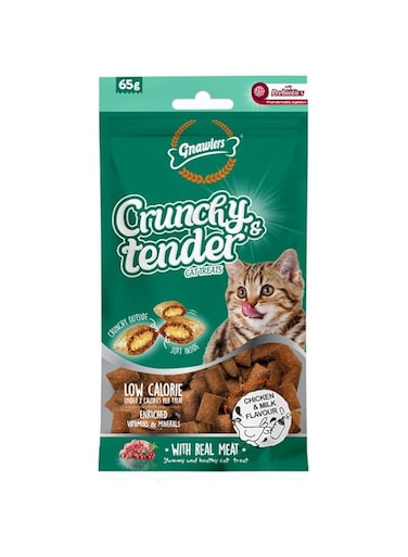 Gnawlers Crunchy &amp; Tender Cat Treats 65g - Chicken &amp; Milk Flavour