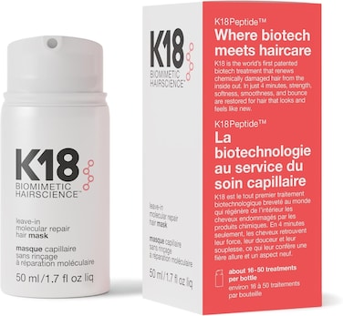 K18 Leave-In Repair Hair Mask Treatment To Repair Dry Or Damaged Hair - 4 Minutes To Reverse Hair Damage From Bleach, Color, Chemical Services And Heat,1 Count