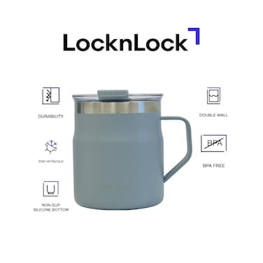 LocknLock Metro Mug 355ml Sky Blue &ndash; Double-Wall Insulated Stainless Steel Mug with Spill-Resistant Lid