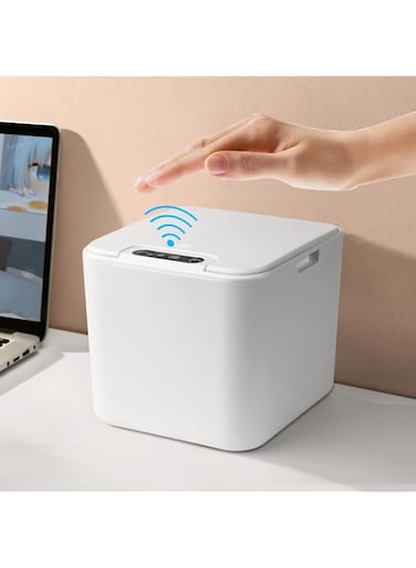 TERRIFI Desktop Mini Sensor Trash Can, 1.2 Gallon Automatic Countertop Trash Can with Lid, Waterproof Tiny Waste Basket, Touchless Smart Motion Inductive Garbage Cans for Bathroom, Bedroom, Office