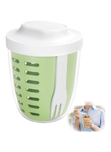 Azonee Fruit Salad Storage Cup with Lids and Fork, 650ml Plastic Airtight Fruit Storage Containers for Fridge, BPA-Free, Leak-Proof, Reusable for Office, Party, Travel