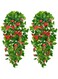 KASTWAVE 2-Pack Red Artificial Pothos Vine - UV Resistant Fake Hanging Flowers for Indoor and Outdoor Decoration, Ideal for Home, Living Room, Wall, Patio Decor Without Baskets