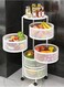STORE 5 Layer Round Shape Rotating Multipurpose Cart Kitchen Storage Shelf For Fruits And Vegetables Basket With 4 Movable Wheels White Colour