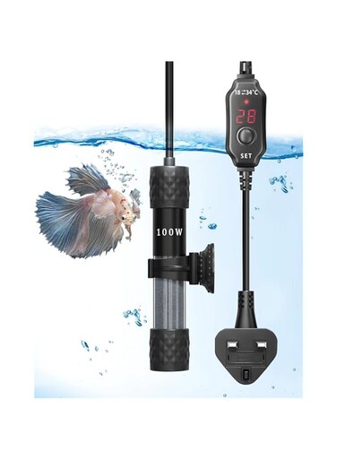 Bonlux 100W Fish Tank Heater, Mini Submersible Digital Aquarium Heater with Thermometer, External Temperature Controller, 50-70Liter Turtle Tank Heater for Betta Fish, Frogs,Newts,Turtles