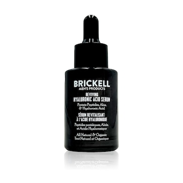 Brickell Men's Anti Aging Hyaluronic Acid Serum for Face, Day Face Serum for Men, Natural &amp; Organic Facial Serum With Protein Peptides to Restore Collagen and Firmness, 1 Ounce, Unscented