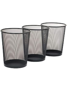 AKDC 3-Pack Round Black Color Metal Mesh Wastebasket Recycling Bin Waste Paper Basket Trash Cans for Kitchen, Bathroom, Bedroom, Office Dustbin Multipurpose (Round - Black)
