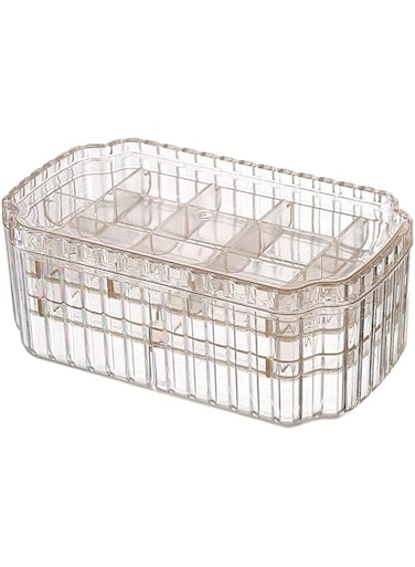 Tazweeq Jewellery Organizer Box, 3 Tier Transparent Jewellery Box with Lid, Suitable for Cascading Jewellery Organizer for Earrings, Rings, Necklaces, Transparent Plastic Bead Storage Box, Gold