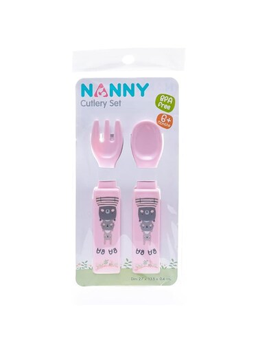 Nanny cutlery set 2pcs pink