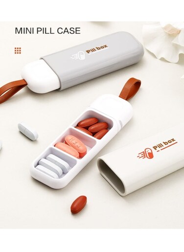 2 Pieces Portable Pill Box Medicine Box Mini Small Pill with 3 Compartment Dispenser Storage for Vitamins, Supplements, Pills, Compact and Durable Waterproof Anti-Moisture Easy Carry ﻿