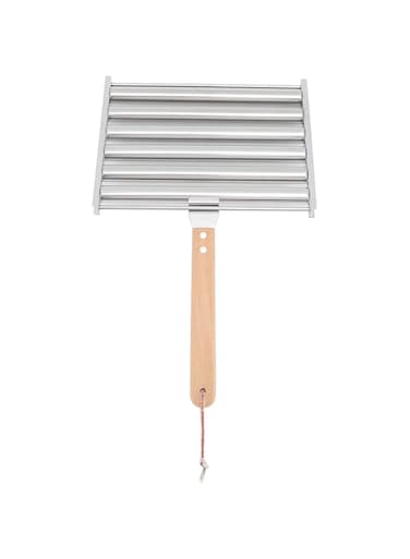 Stainless Steel Hot Dog Roller, Safe Wood Handle Efficient Detachable Hot Dog Roller for Camping (S)