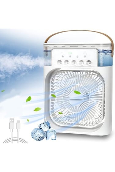 Smartify Portable Fan Mini Air Conditioner Fan, Desktop Misting Fast Cooling Fan With Led Light, Mult