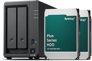Synology DS725+ 2-Bay Diskstation NAS (AMD Ryzen 4 Threads R1600 Dual-Core 4GB Ram 2xRJ-45 1GbE LAN Port), 8TB Bundle with 2X HAT3300-4T