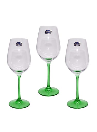 Set of 6 Large Green Stemware Glasses &ndash; 250 ml, Elegant Glassware for Wine &amp; Cocktails