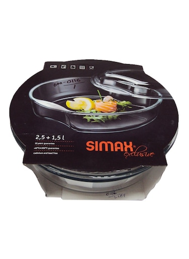 Round Casserole with Lid &ndash; Clear, 2.5L + 1.5L, Versatile Cook &amp; Serve