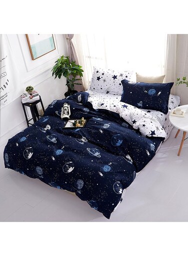 3-Piece King Size Printed Bedding Set Cotton Multicolour 220x240cm