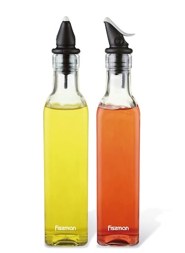 Olive Oil and Vinegar Dispenser Bottle Set of 2 250mL, Glass Bottle Dispenser Condiment Set   Dishwasher Safe Storage Dispenser Bottle   Leak-Proof Spout Olive Oil Dispenser Set