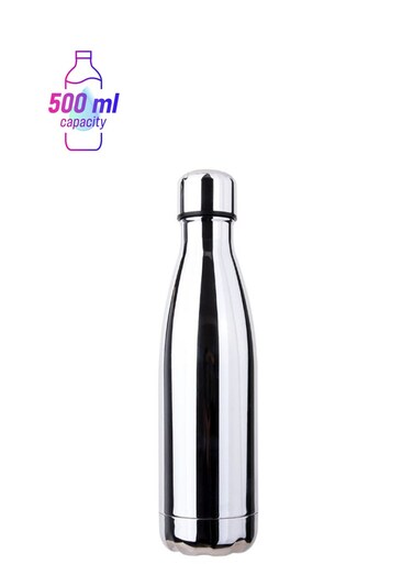 Insulated Water Bottle Silver 26.5 x 7cm