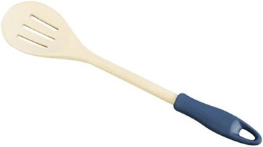Slotted Stirring Wooden Spoon Beige/Red 30cm &ndash; Heat-Resistant Design