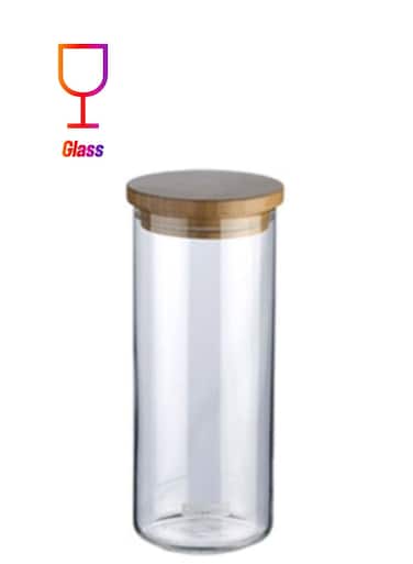 Round Food Storage Jar – Clear/Beige, 24.4x10.4 cm, Airtight Container for Kitchen Storage
