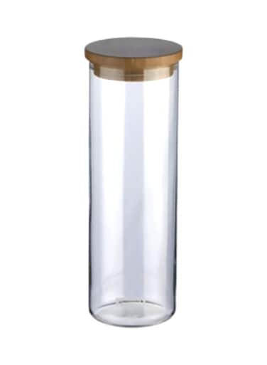 Round Shape Food Storage Jar – Clear/Beige, 29x10x10 cm, Airtight Kitchen Container with Lid