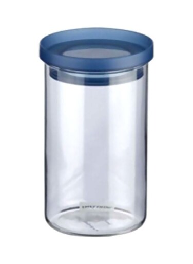 Round Shape Food Storage Jar – Clear with Blue Lid, 10.3x17.2x10.3 cm, Airtight & Durable