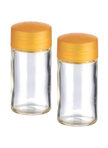 2-Piece Salt Shaker and Pepper Jar Set – Clear/Orange, 16 x 12 cm Kitchen Table Set