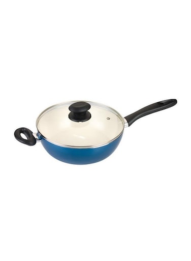 Eco Presto 24cm Fry Pan with Lid – Non-Stick, Blue Finish, Ideal for Everyday Cooking