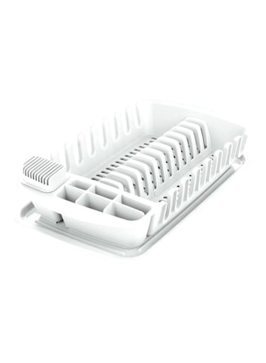 Drainer and Tray Kit – White, 48.5x29.5x9.5 cm, Compact Dish Drying Solution