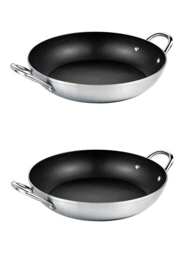 2-Grip Frying Pan Set Silver &ndash; 32 cm Non-Stick Cookware