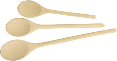 Set of 3 Oval Spoons Woody Assorted &ndash; 37.5 x 9.5 x 2.5 cm, Wooden Kitchen Cooking Tools