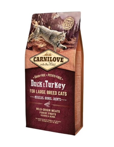 Carnilove Duck &amp; Turkey Grain-Free Dry Food for Large Breed Adult Cats &ndash; 6kg
