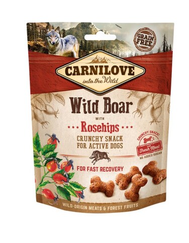 Carnilove Wild Boar with Rosehips Crunchy Snack for Dogs 200g &ndash; Grain-Free, High-Protein Treat with Natural Antioxidants