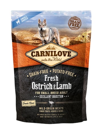 Carnilove Fresh Ostrich &amp; Lamb Small Breed Adult Dog Food &ndash; 1.5kg, Grain-Free Complete Nutrition