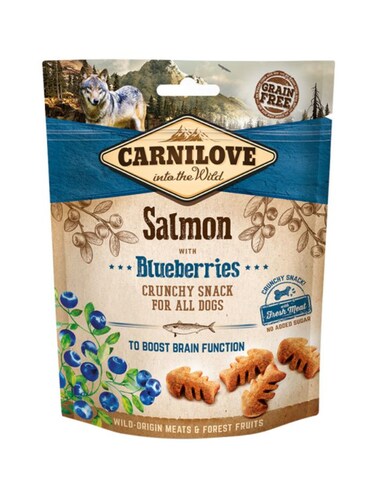 Carnilove Salmon with Blueberries Crunchy Snack for Dogs 200g &ndash; Grain-Free, High-Protein Treat with Antioxidants for Brain Health