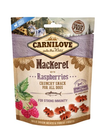 Carnilove Mackerel with Raspberries Crunchy Snack for Dogs 200g &ndash; Grain-Free, High-Protein Treat for Healthy Immunity