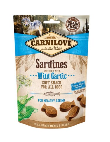 Carnilove Sardines with Wild Garlic Soft Snack for Dogs 200g &ndash; Grain-Free, High-Protein Treat for Healthy Teeth &amp; Digestion