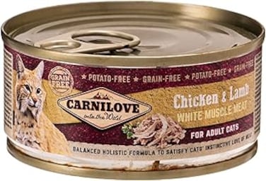 Carnilove Chicken &amp; Lamb for Adult Cats (Wet Food Cans) 100g  - Pack of 12