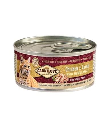 Carnilove Chicken &amp; Lamb Adult Cat Wet Food &ndash; 12x100g Cans, Grain-Free Complete Nutrition