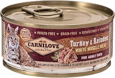 Carnilove Turkey &amp; Reindeer for Adult Cats (Wet Food Cans) 100g - Pack of 12