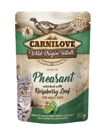 Carnilove Pheasant with Raspberry Leaves Wet Food for Adult Cats 24x85g &ndash; Grain-Free, High-Protein, Natural Antioxidants