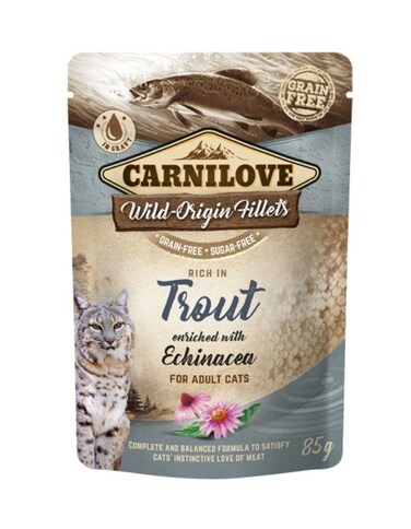 Carnilove Trout &amp; Echinacea Wet Food Pouches for Adult Cats 24x85g &ndash; Immune Support, Grain-Free