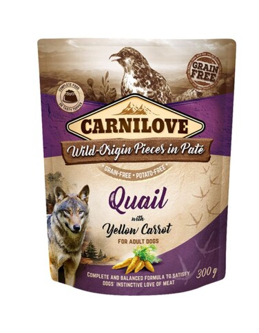 Carnilove Quail with Yellow Carrot Wet Food for Adult Dogs 12x300g &ndash; High Meat, Grain-Free, Healthy Joints &amp; Immunity