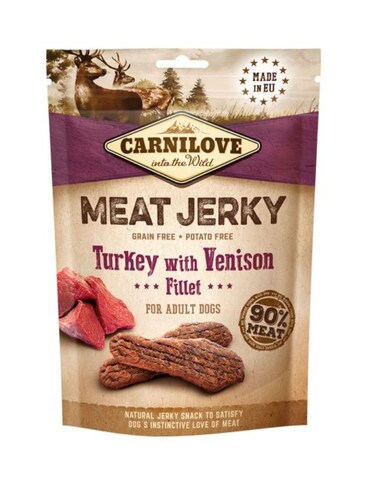 Carnilove Jerky Snack Turkey &amp; Venison Fillet 100g &ndash; High-Protein Dried Dog Treat